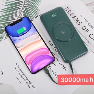 Wireless/PowerBank  30000mAhพร้อมสาย4เส้นในตัว⚡️ใช้งานสะดวก ชาร์จเร็ว พร้อมซองใส่powerbank