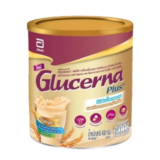 Glucerna Plus กลูเซอนา พลัส เครื่องดื่มผสม โปรตีนนม โปรตีนถั่วเหลือง กลิ่นธัญพืช ไม่เติมน้ำตาล ขนาด 400 กรัม 20829