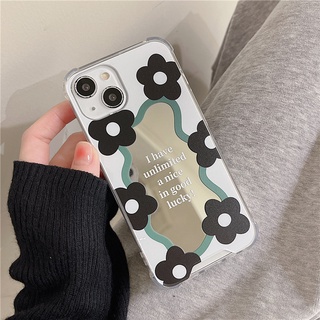 เคสโทรศัพท์มือถือแบบกระจก ลายดอกไม้ ขนาดเล็ก สไตล์เกาหลี ญี่ปุ่น สําหรับ Iphone 14promax 13mini 11 12pro 678plus xsmax xr