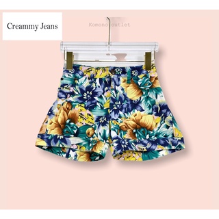 กางเกง Creammy Jeans ผ้าดีนิมยืดอย่างดี  กางเกงขาสั้นทรงสวยมาก เอวต่ำ ผ้ายืดดีงาม ผ้าดีทิ้งตัวสวย ลายดอกสวย ซิบหน้า+กระด