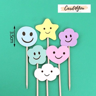 [Card4You]😋ธงตกแต่งเค้ก Cake Topper 6 ชิ้น