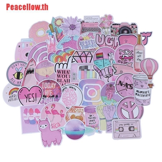 [Peacellow] สติกเกอร์ Kawaii สีชมพู สําหรับติดตกแต่งกระเป๋าเดินทาง สมุดภาพ 53 ชิ้น