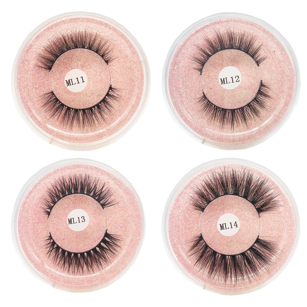 Mollie Lipper 1 คู่ Mink Lashes Soft Natural Long ขนตาปลอม Make Up Wispy Volume Lash