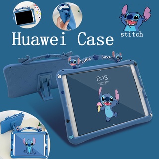 Huawei MediaPad 11 T10S T10 Matepad Pro 10.8 10.4 T5 10.1 10.0 M5 lite 8.0 M6 8.4 เปลือก Cartoon Stitch Soft TPU Case เคสซิลิโคน มีเชือกคล้อง