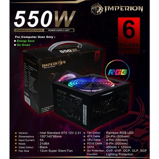 พาวเวอร์ซัพพลาย PSU P500 550W LED VGA 6pin RGB 600W 8pin VGA สําหรับเล่นเกม