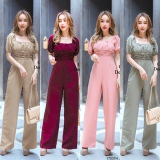 Jumpsuit คอยูอกย่น จับจีบ MM17531 Jumpsuit with wrinkled neck and pleats