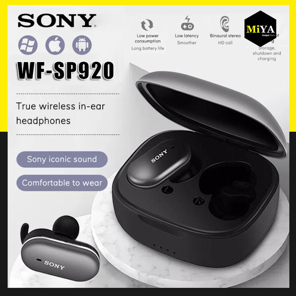 Sony หูฟังบลูทูธ WF-SP920 หูฟังไร้สาย ตัดเสียงรบกวน หูฟังบลูทูธออกกำลังกาย โทรได้ ฟังเพลงได้