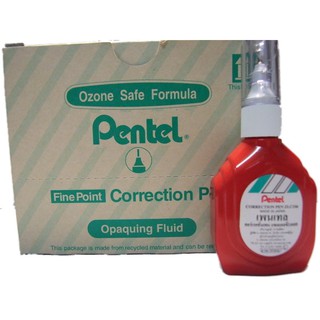 ปากกาลบคำผิด Pentel ลบคำผิด 18ml ZLC1S6 ยกกล่อง 12 ขวด (ขวดแดง)