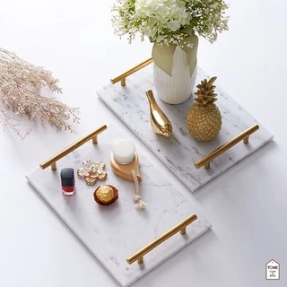 Homlife ถาดหิน ถาดหินอ่อน วางของอเนกประสงค์ ตกแต่งบ้าน ถาดวางของใช้ ด้ามจับสีทอง เคลื่อนย้านสะดวก Modern - MH_029