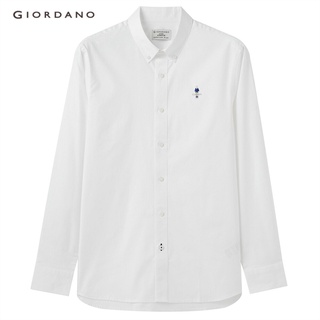 GIORDANO เสื้อเชิ้ตผู้ชายแขนยาว Mens Classic Man Stretch Oxford Shirts 01040043