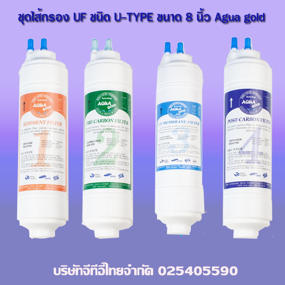 ชุดไส้กรองชนิด6,8นิ้วU-type Agua gold ระบบกรองUF ใช้กับเครื่องกรองน้ำรุ่นPM815CBหรือเครื่องกรองน้ำวางเค้าเตอร์