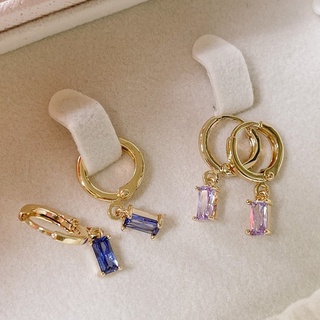 TIMI gem drop hoop earrings ต่างหูห่วง วัสดุชุบทองเหลือง18k