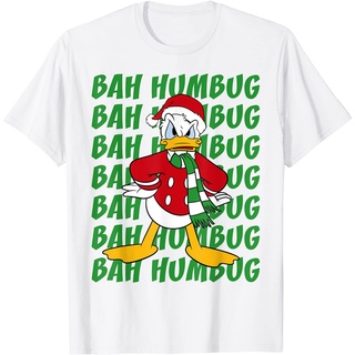 เสื้อยืดพิมพ์ลายเสื้อยืดDisney เสื้อยืด พิมพ์ลาย Donald Duck Bah Humbug Christmas Text Stack สําหรับผู้ชาย และผู้หญิง เส