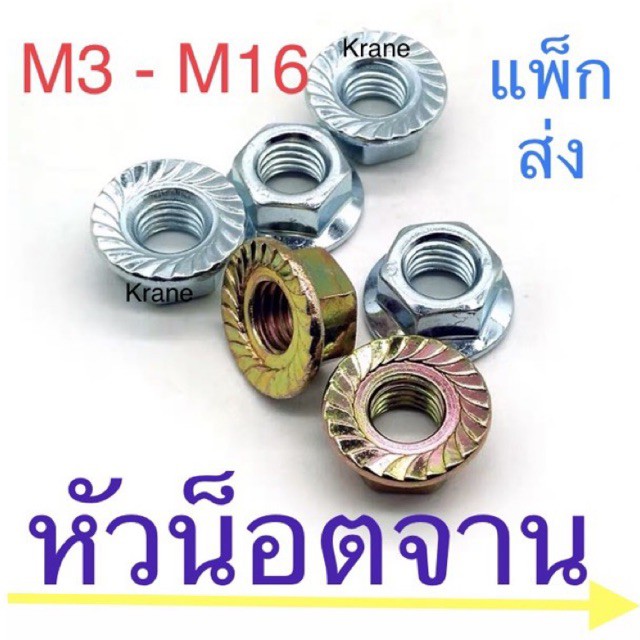 หัวน็อตจาน เหล็กชุบ หัวน็อตติดแหวน M3 – M16 แพ็กส่ง