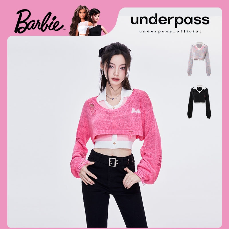 เสื้อกันหนาวตุ๊กตาบาร์บี้ สเวตเตอร์กลวง ท็อปสั้น ดูดีมากกก เวอร์ชั่นเกาหลี