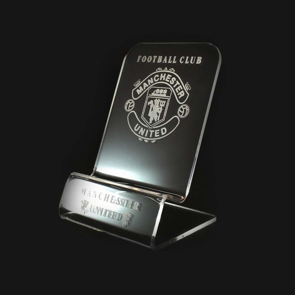 ที่วางมือถือ แมนยู Manchester United ที่วางโทรศัพท์ ทำจากอะคีริคใสหนา 3 มม.แฮนด์เมด