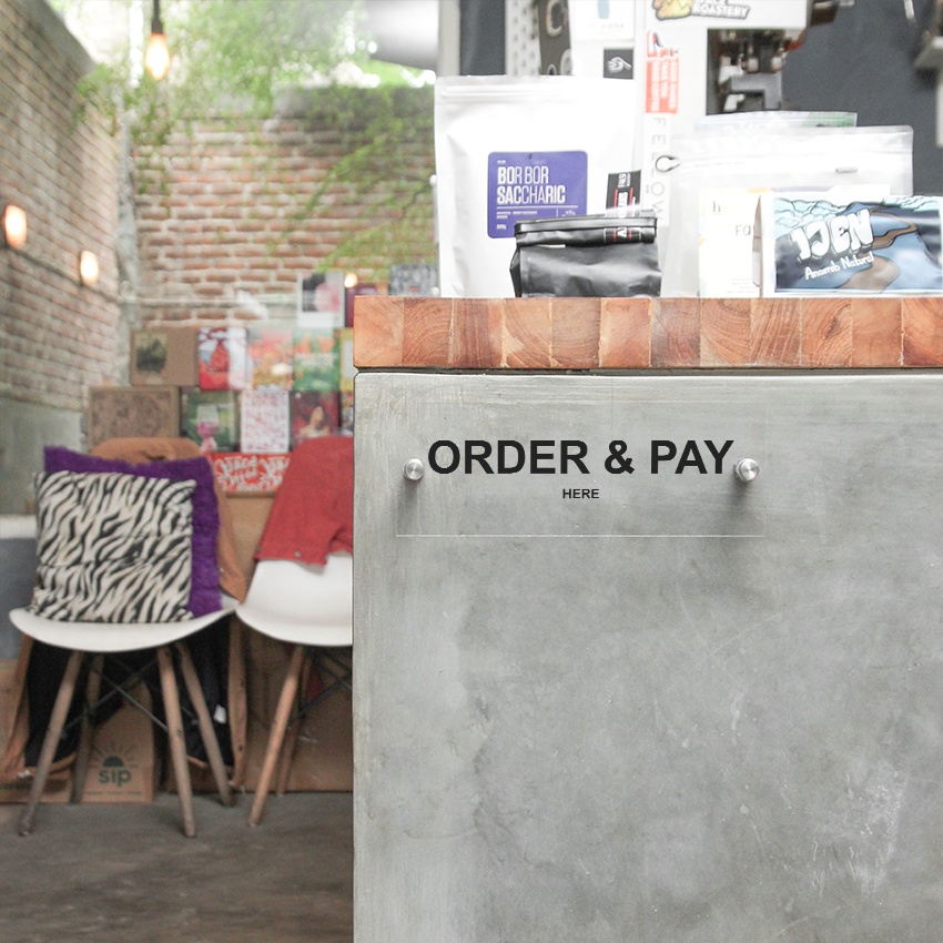 Order n Pay Here - ป้ายอะคริลิคใส 8x22 ซม.