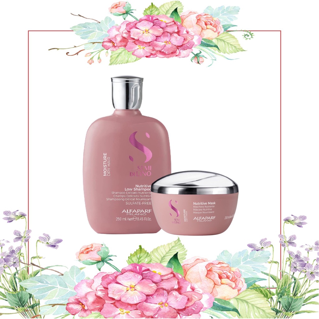 แชมพู มาส์ค สำหรับผมแห้ง แห้งมาก แตกปลาย ALFAPARF SEMI DI LINO MOISTURE SHAMPOO 250 ML.+MASK 200ML.