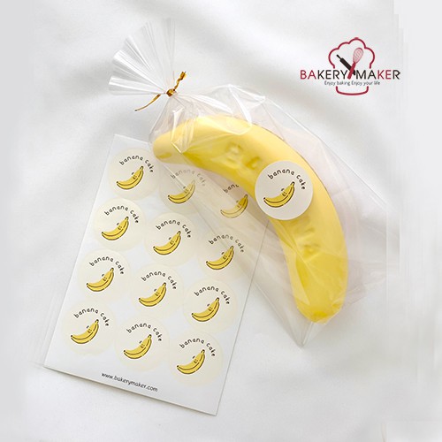 สติกเกอร์ รูปกล้วย เค้กกล้วยหอม Banana cake ขนาด 3 ซม. 48 ดวง / สติ้กเกอร์ Sticker สติ๊กเกอร์ เค้กกล้วยหอม โฮมเมด
