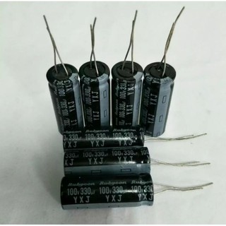 Capacitor 330UF100V Rubycon สีดำ105Cขนาด12x35mmคาปาซิเตอร์ค่าความจุเต็ม100% สินค้าใหม่ขาย20ชิ้น100บ.