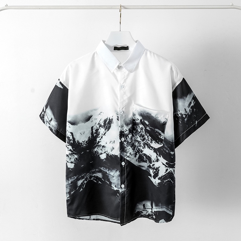 เสื้อเชิ้ตแขนสั้นลําลอง พิมพ์ลาย ทรงหลวม โอเวอร์ไซซ์ แฟชั่นฤดูร้อน สําหรับผู้ชาย【M-3XL】