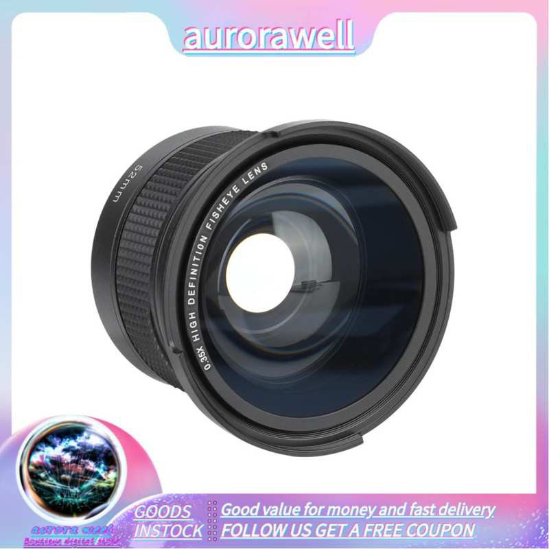 Aurorawell 52 มม.0.35x Fisheye เลนส์มุมกว้างมาโครสําหรับ Canon SLR DSLR กล้องดิจิตอล