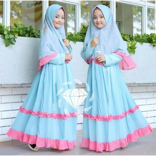 Adinda SYARI KIDS MOSCREPE Get Gamis+HIJAB Gamis สําหรับเด็กผู้หญิง 6-8 ปี 2021