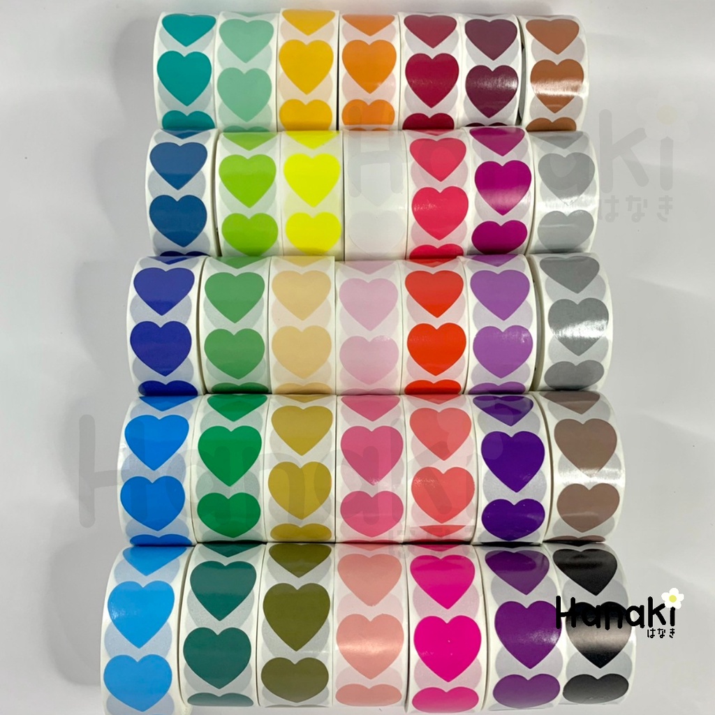 【พร้อมส่งจากไทย】สติกเกอร์หัวใจ💗ขนาด 2.5 cm 500ดวง/1ม้วน มี 35 สี สติกเกอร์ติดตกแต่ง