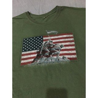 เสื้อยืดผ้าฝ้าย เสื้อยืดลายทหารมือสอง UNITED STATES OF AMERICA Size L มือ2