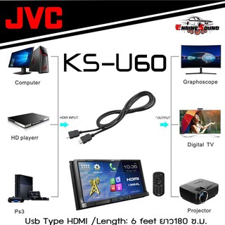 JVC KS-U60 สาย HDMI นำสัญญาณภาพและเสียง ระบบดิจิตอล ความเร็วสูง สายสัญญาณ Ultra HD High Speed HDMI ความยาว 180 ซม.