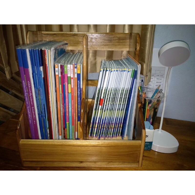 กล่องหรือบล๊อคจัดเก็บหนังสือเอกสาร2ช่องทำจากไม้สักแท้