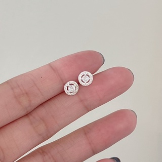 Suwann.na [ราคาต่อคู่] ต่างหู ต่างหูเงินแท้ เพชรล้อม