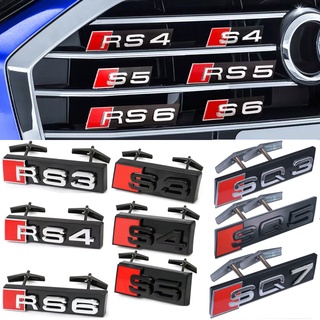 กระจังหน้ารถยนต์ ลายโลโก้ 3D สําหรับ Audi RS3 RS4 RS5 RS6 RS7 RS8 S3 S4 S5 S6 S7 S8 SQ3 RSQ3 SQ5 RSQ7 TTS TTRS