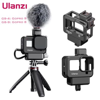 เคส Gopro 11 10 9 8 Ulanzi เคสติดไมค์โครโฟน Vlog Case Plastic Frame Extend Cold Shoe for Microphone Battery Mic Adapter