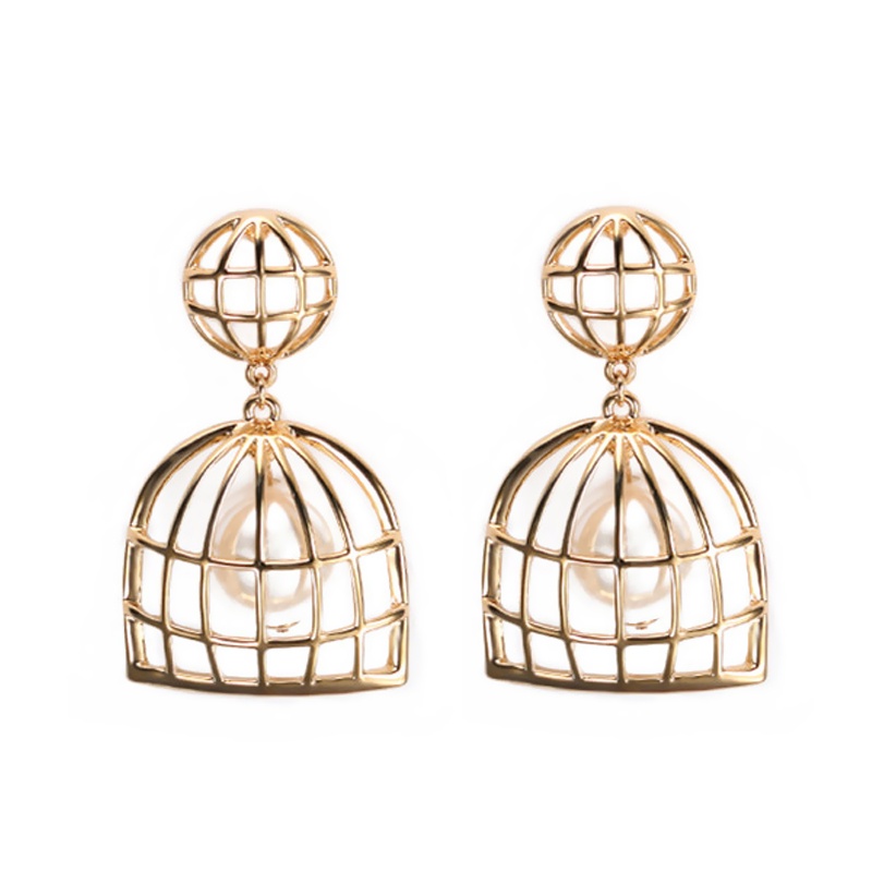 กรงนกกรงนกKorean Bird Cage Earrings for Women Fashion Jewelry Hanging ...