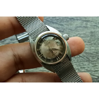 นาฬิกา Vintage มือสองญี่ปุ่น TECHNOS SKY LADY SWISS MADE ระบบ AUTOMATIC ผู้หญิง ทรงกลม กรอบเงิน หน้าเงิน หน้าปัด 27mm