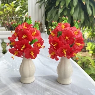 **พร้อมส่ง** ดอกชบาจิ๋ว ดอกชบาแดง ดอกชบาถวายพระพิฆเนศ แจกันชบาแดง **แจกันละ 95 บาทเท่านั้น