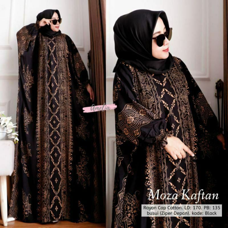 Bilion KAFTAN MOZZA MAXY DRESS SUPER JUMBO LD 150 DASTER BATIK BUSUI FRONT ZIPPER GAMIS RAYON BATIK 