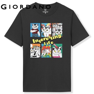 Giordano Men T-Shirts Ribbed Crewneck Short Sleeves T-Shirts Printing Stylish T-Shirts JAYOTO Series