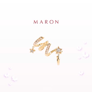 MARON - Feo Stars Earring ชุบสี Beige Gold ต่างหูหนีบ พลอยเพทายสีขาว เงินแท้925