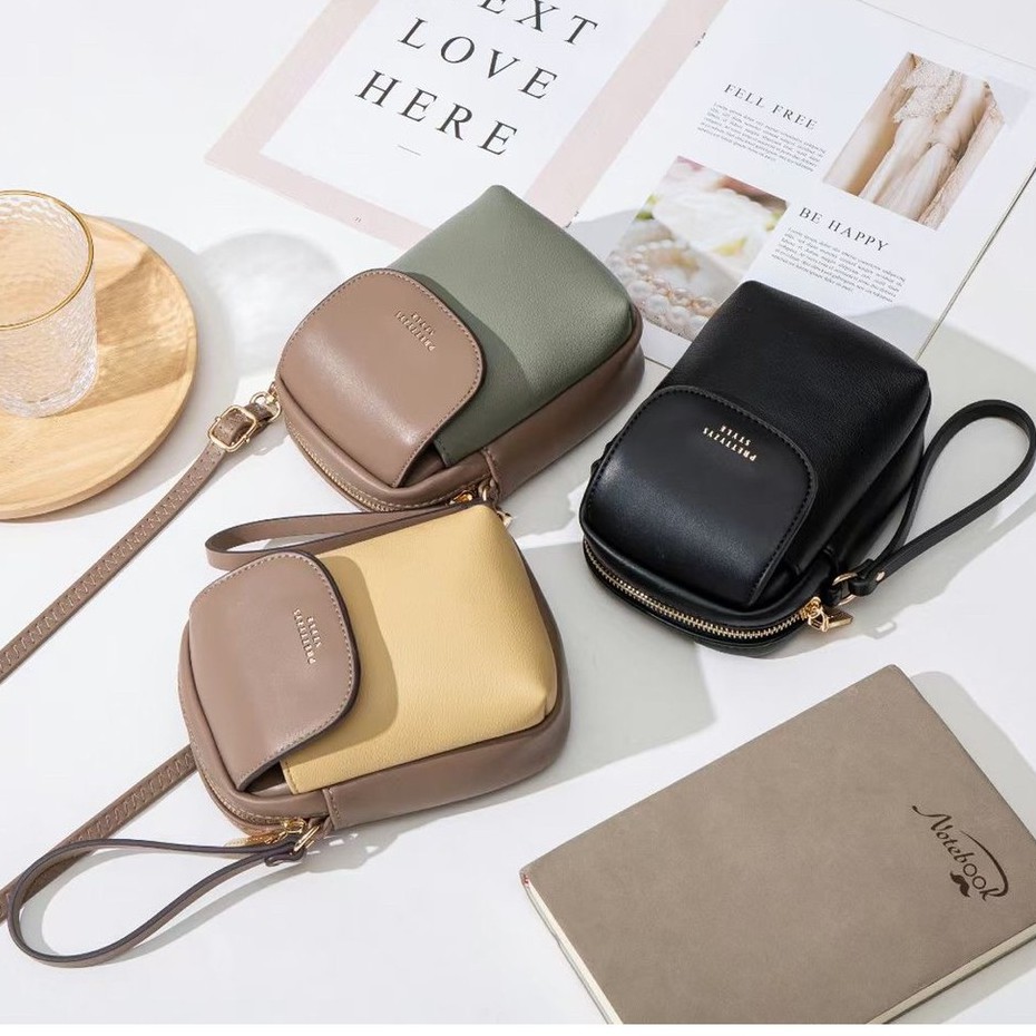 L094 สินค้าพร้อมส่ง#เข้าเพิ่มแล้ว#กระเป๋าใส่มือถือ Prettyzysแบรนด์แท้ กระเป๋าสะพายข้างผู้หญิง เรียบหรู แบบแฟชั้นเกาหลี