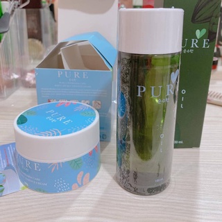 ราคาต่อเซต 2 ชิ้น เซตแรร์ไอเทมดูแลผิวกาย PURE ครีมเพียวและ PURE OIL เพียวออยล์ขวดเขียว BY PURE