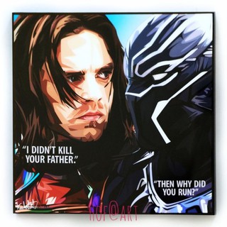 Winter Soldier &amp; Black Panther บัคกี้ Bucky รูปภาพ​ติด​ผนัง ​pop​ art การ์ตูน Marvel กรอบรูป แต่งบ้าน ของขวัญ