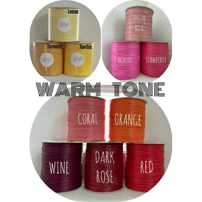 WARM TONE Raffia Yarn ไหมราฟเฟีย(raffia)โทนสีอบอุ่น ไหมเชือก ยาว 250 m.