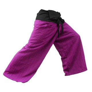 Fishermen pant For you Genuine Cotton กางเกงเลผ้าฝ่ายเเท้ มีลายในตัว มี 2 สี ม่วงดำ