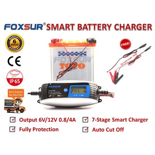 FOXSUR เครื่องชาร์จอัจฉริยะและฟื้นฟูแบตเตอรี่ 6V/12V 0.8A/4A 4-120Ah รุ่น FBC06120840