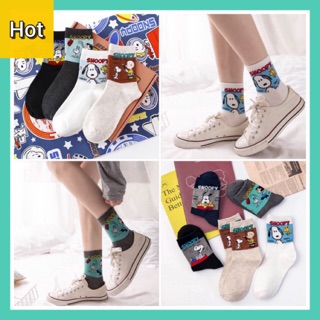 ⭐️HOT⭐️5สี พร้อมส่ง🧦ถุงเท้าสนูปปี้ Snoopy ถุงเท้าข้อกลาง🔻อ่านใต้ภาพก่อนสั่ง❌ไม่มีเก็บปลายทาง