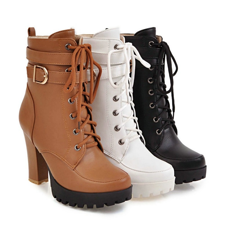 Large Size Women’s High Heel Plus-Width Ankle Boots – Autumn/Winter main image 1