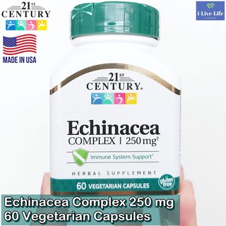 เอ็กไคนาเซีย Echinacea Complex 250 mg 60 Vegetarian Capsules - 21st Century เสริมภูมิต้านทาน