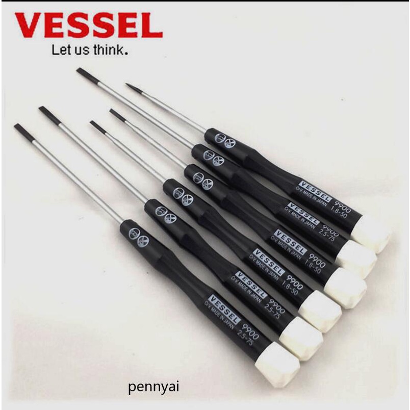 ญี่ปุ่นญี่ปุ่น VESSEL VESSEL Precision ไขควง 9900 Series Phillips แบน Precision ไขควง PH000 PH00 0.8
